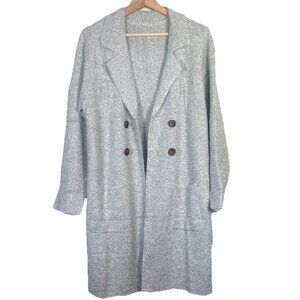 Cici Bird‎ Womens Heather Gray Double Breasted Long Knit Cardigan Sz M Cozy